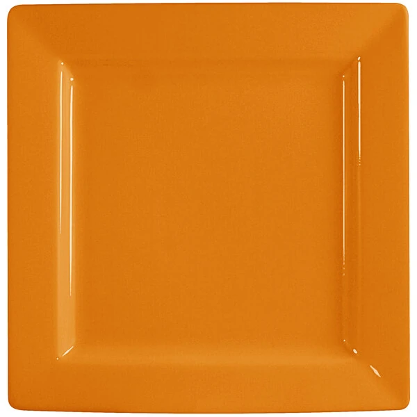 International Tableware Elite 10 3/4" Square Butternut Wide Rim Porcelain Plate - 12/Case