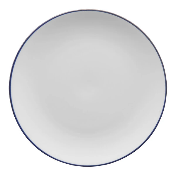 International Tableware Torino Bistro 10" Blue Band Porcelain Coupe Plate - 24/Case