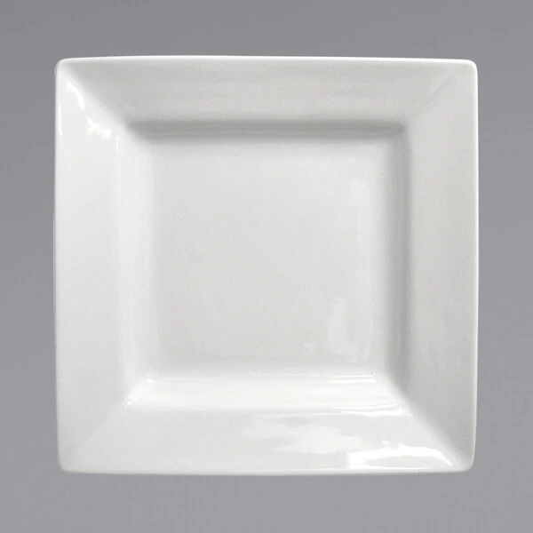 International Tableware Elite 9 7/8" Bright White Square Deep Porcelain Plate - 12/Case