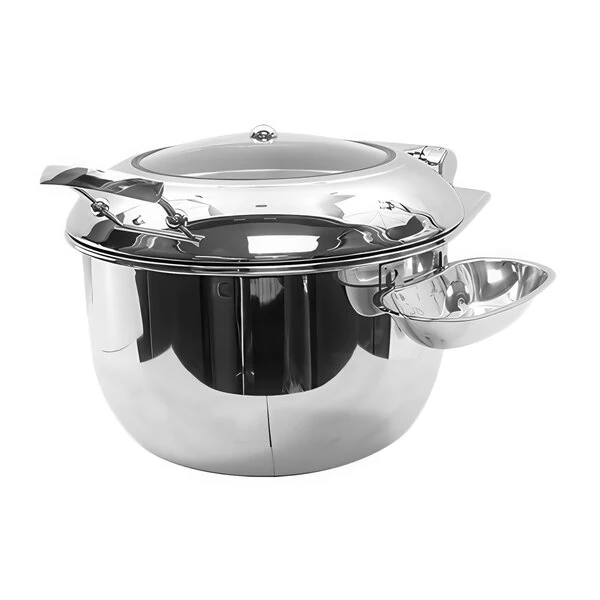 TableCraft CW40182 11 Qt. Round Stainless Steel Quick View Induction Soup Chafer