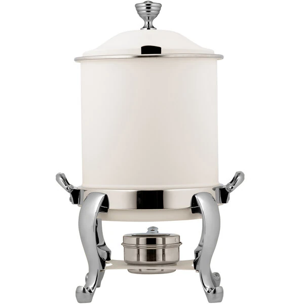 Bon Chef 39001HLCH-BIANCO Roman Petite 8 Qt. Bianco Finish with Chrome Accents Hinged Top Marmite Chafer