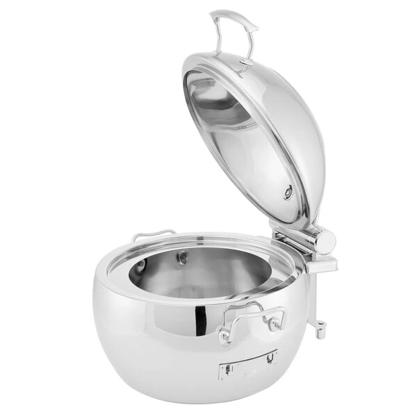 Walco Idol from Steelite International WLWI11UGT 11.5 Qt. Round Stainless Steel Soup Station with Body, Glass Top Lid, Soup Bucket, and Spoon Holder