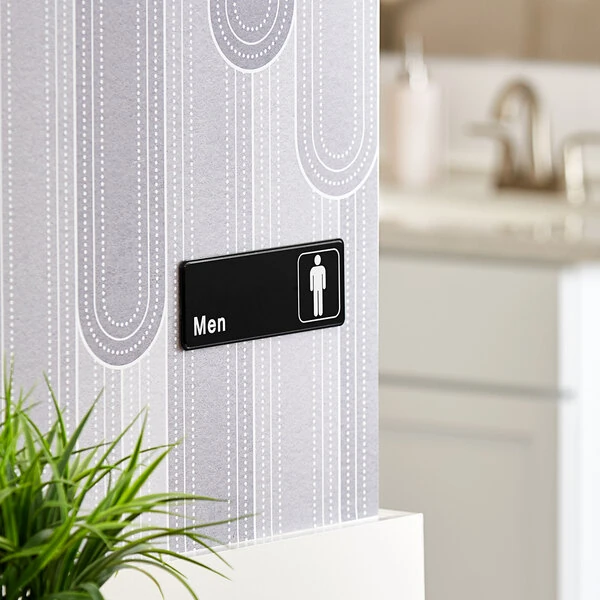 Lavex Men's Restroom Sign - Black and White, 9" x 3"