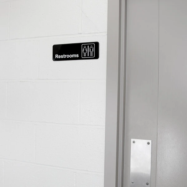 Vollrath 4517 Traex® Restrooms Sign - Black and White, 9" x 3"