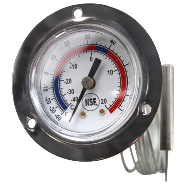 AllPoints 621038 2" Recessed Dial Refrigerator / Freezer Thermometer with 48" Capillary