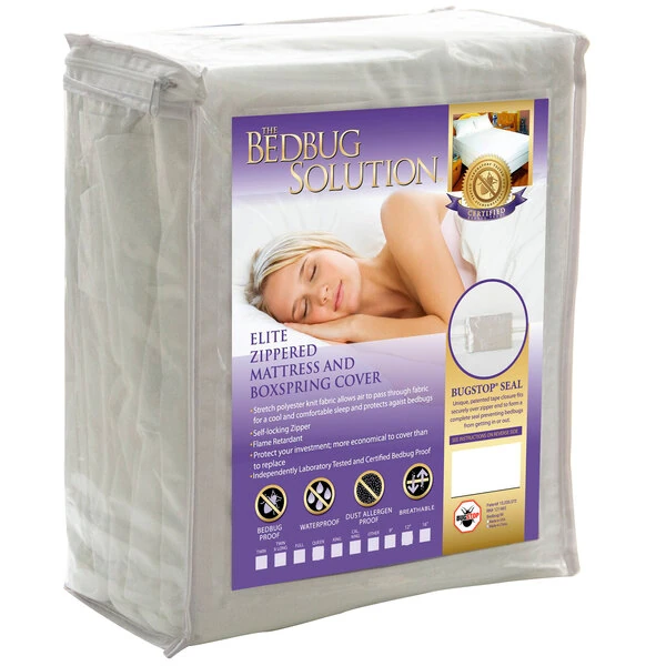 Bargoose BedBug Solution Elite 39" x 75" x 12" Twin Size Laminated 100% Stretch Polyester Knit Waterproof White Mattress / Boxspring Protector - 6/Case