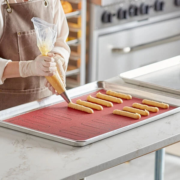 Pavoni 23 5/8" x 15 3/4" Micro-Perforated Eclair Full Size Silicone Baking Mat ECL20