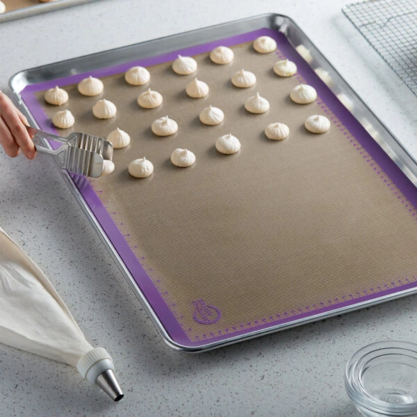 Mercer Culinary M31087PU Full Size Allergen-Free Purple Silicone Baking Mat - 16 1/2" x 24 1/2"