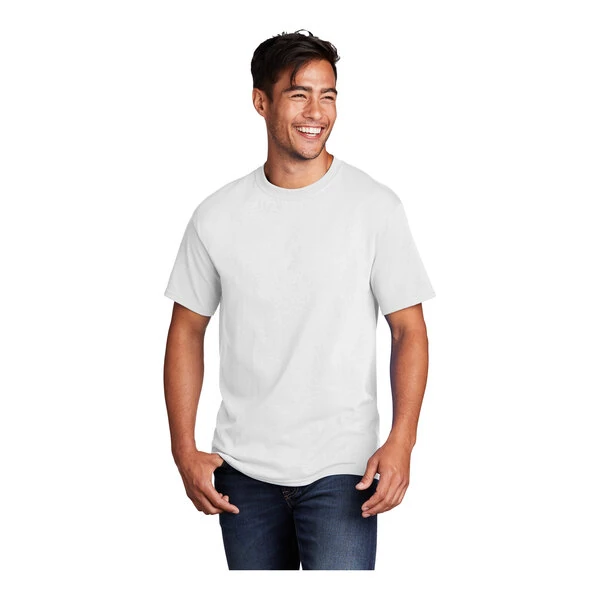 Port & Company PC54 Unisex Customizable White Short Sleeve T-Shirt - Cotton - Large
