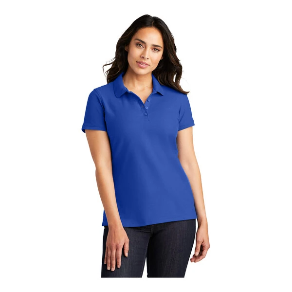 Port Authority L100 Women's Customizable True Royal Short Sleeve Pique Polo Shirt - Cotton / Poly Blend - 3X