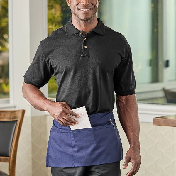 National Patrol by Henry Segal Unisex Customizable Black Short Sleeve Pique Polo Shirt with Wood Buttons - Cotton / Poly Blend - L