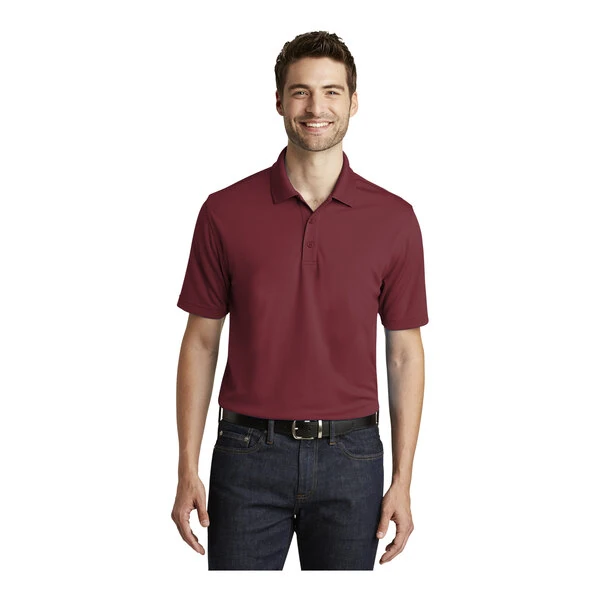 Port Authority K110 Dry Zone Unisex Customizable Burgundy Short Sleeve UV Moisture-Wicking Polo Shirt - Polyester - Medium