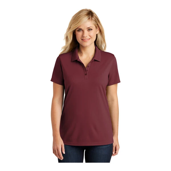 Port Authority LK110 Dry Zone Women's Customizable Burgundy Short Sleeve UV Moisture-Wicking Polo Shirt - Polyester - Medium