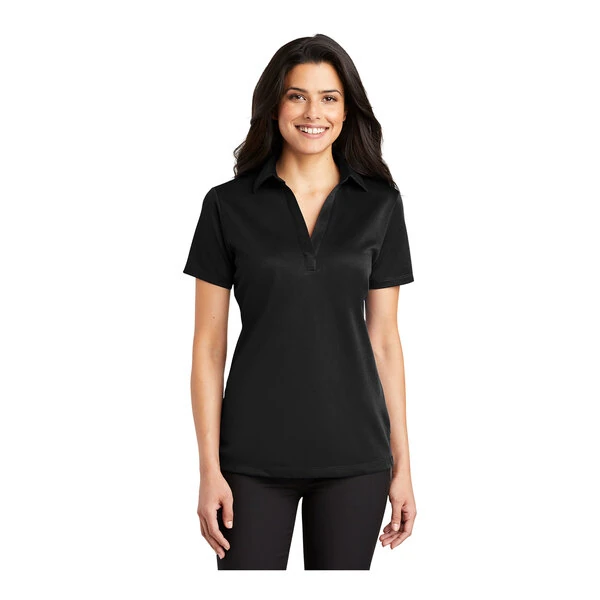 Port Authority L540 Women's Customizable Black Short Sleeve Moisture-Wicking Silk Touch Polo Shirt - Polyester - Medium