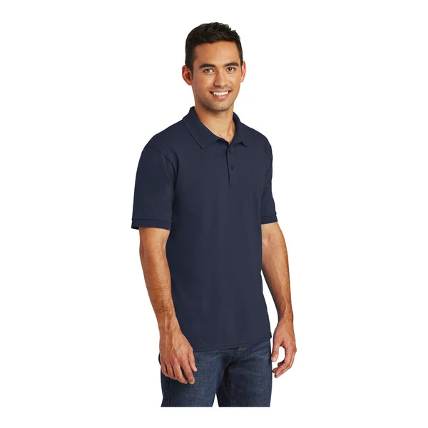 Port & Company KP55 Unisex Customizable Deep Navy Short Sleeve Jersey Knit Polo Shirt with Stain Release - Cotton / Poly Blend - Large