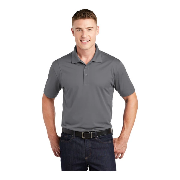 Sport-Tek ST650 Unisex Customizable Gray Concrete Short Sleeve Moisture-Wicking Micro Pique Polo Shirt - Polyester - Extra Large