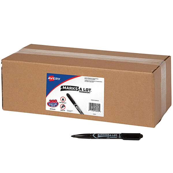 Avery® Marks-A-Lot 29850 Black Bullet Tip Pen Style Permanent Marker - 200/Pack