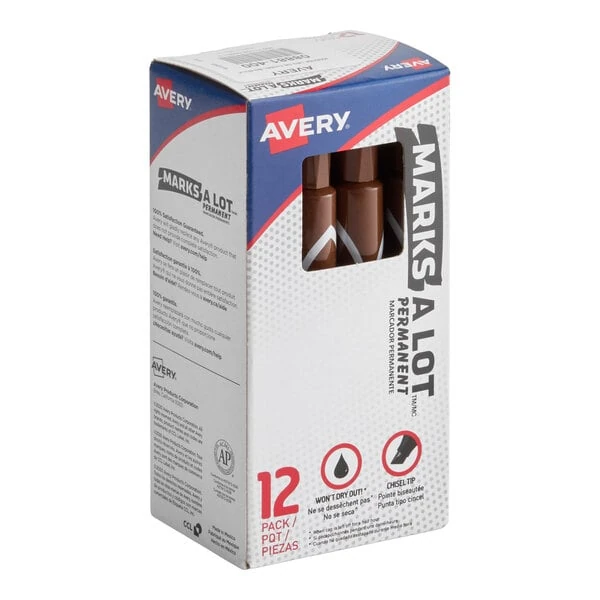 Avery® 8881 Marks-A-Lot Large Brown Chisel Tip Desk Style Permanent Marker - 12/Pack