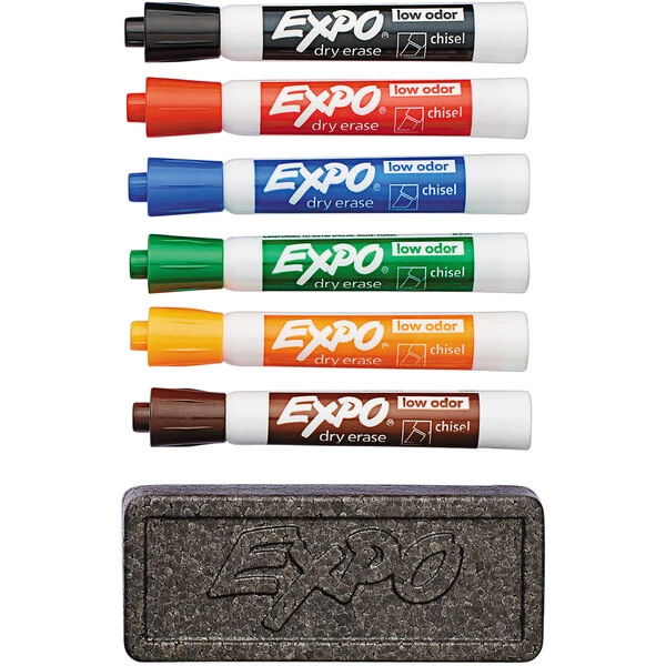 Expo 80556 Assorted 6-Color Chisel Tip Dry Erase Marker and Organizer Set