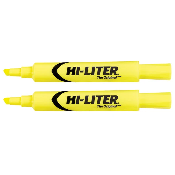 Avery® 98035 Hi-Liter® Fluorescent Yellow Chisel Tip Desk Style Highlighter - 12/Pack
