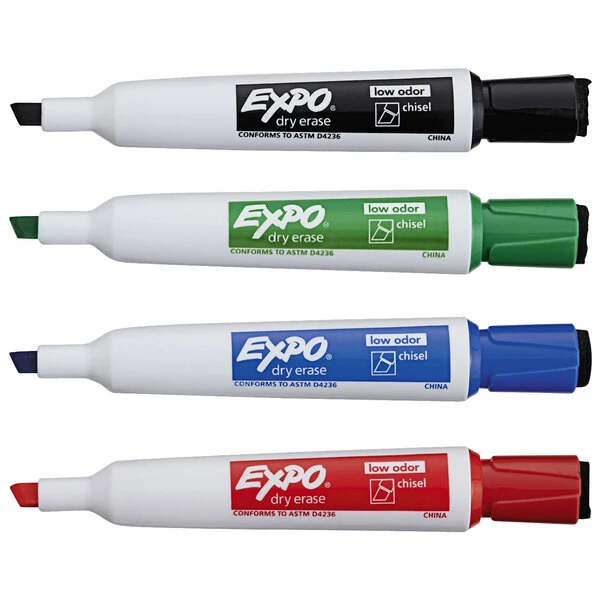 Expo 1944728 Assorted Color Chisel Tip Magnetic Dry Erase Marker Set - 4/Pack