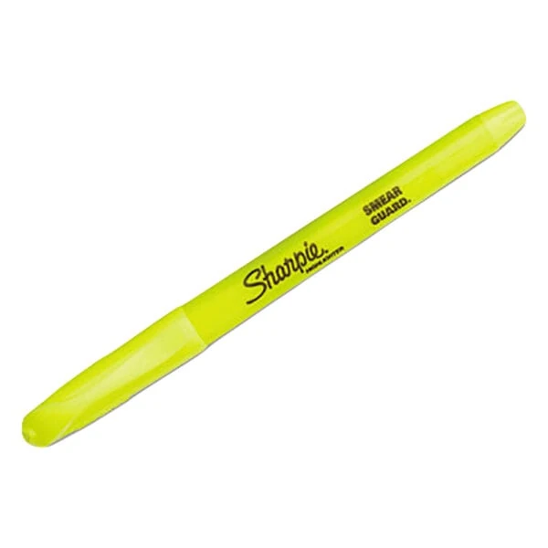 Sharpie 27025 Accent Fluorescent Yellow Chisel Tip Pocket Style Highlighter - 12/Pack
