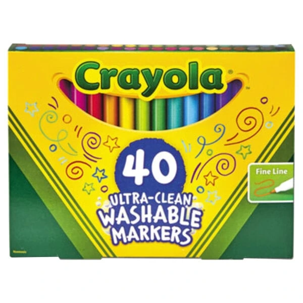 Crayola 587861 Ultra-Clean Assorted Fine Point Washable Markers - 40/Pack