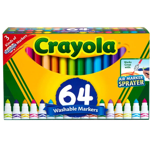 Crayola 588180 Variety Pack Broad Point Washable Markers - 64/Pack
