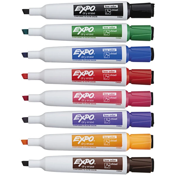 Expo 1944741 Assorted Color Chisel Tip Magnetic Dry Erase Marker - 8/Pack