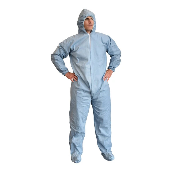 Cordova Blue Defender FR Flame-Resistant Coveralls with Elastic Wrists, Hood, and Boots - 2X - 25/Case