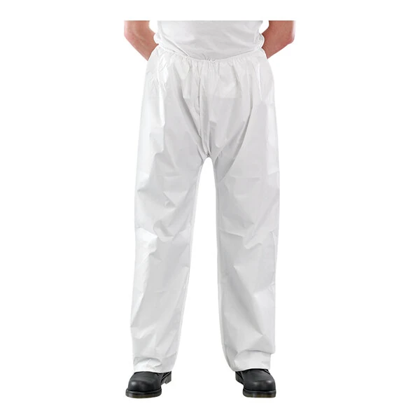 Ansell AlphaTec® 68-2000 Model 301 White Microporous Polyethylene Trousers with Elastic Waist and Ankles - 2X - 50/Case