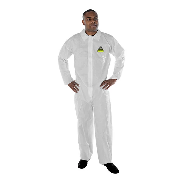 Cordova White Defender Microporous Film and Non-Woven Polyolefin Collared Coveralls with Elastic Wrists and Ankles - 2X - 25/Case