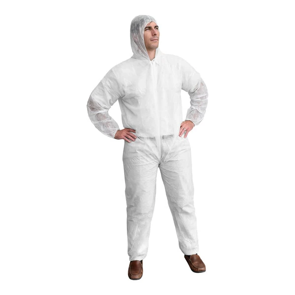 Cordova White Economy Weight Polypropylene Coveralls with Elastic Wrists and Hood - 2X - 25/Case