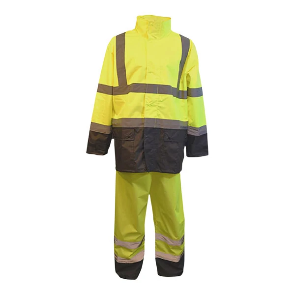 Cordova Reptyle Type R Class 3 Hi-Vis Lime 2-Piece Polyurethane / Polyester Rainsuit with Reflective Tape and Black Panels SPR3GSB3XL - 3X