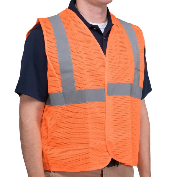 Cordova Customizable Orange Class 2 High Visibility Surveyor's Mesh Safety Vest with Hook & Loop Closure - Large