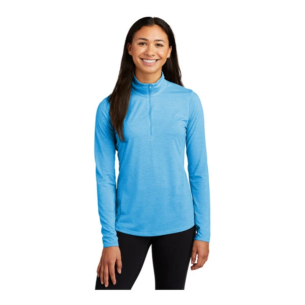 Sport-Tek LST407 Women's Customizable Pond Blue Heather PosiCharge Moisture-Wicking Quarter-Zip Pullover Sweatshirt - Tri-Blend - 2X