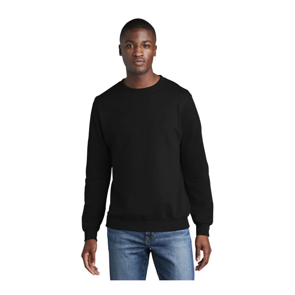 Port & Company PC78 Unisex Customizable Jet Black Core Fleece Crewneck Sweatshirt - Cotton / Poly Blend - 2X