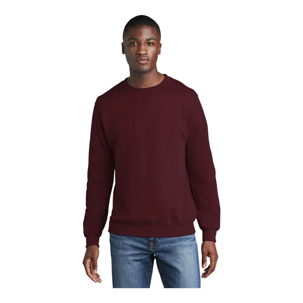 Port & Company PC78 Unisex Customizable Maroon Core Fleece Crewneck Sweatshirt - Cotton / Poly Blend - 2X
