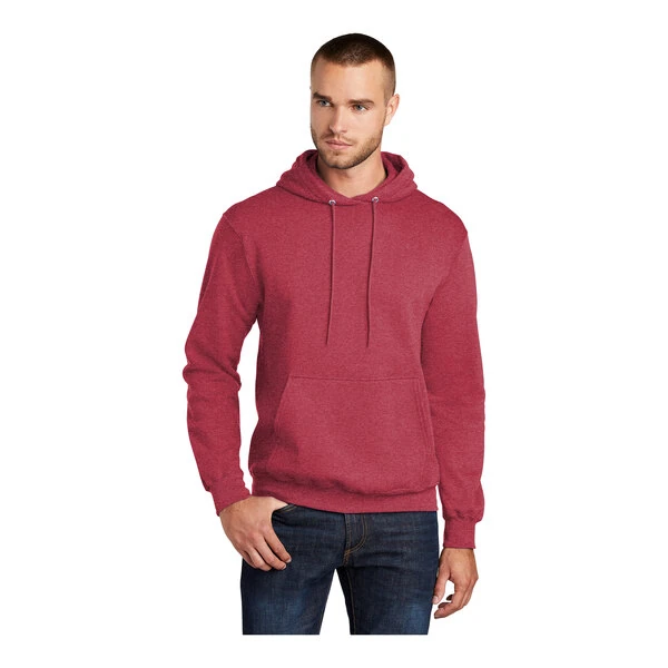 Port & Company PC78H Unisex Customizable Heather Red Core Fleece Pullover Hoodie Sweatshirt - Cotton / Poly Blend - Extra Large