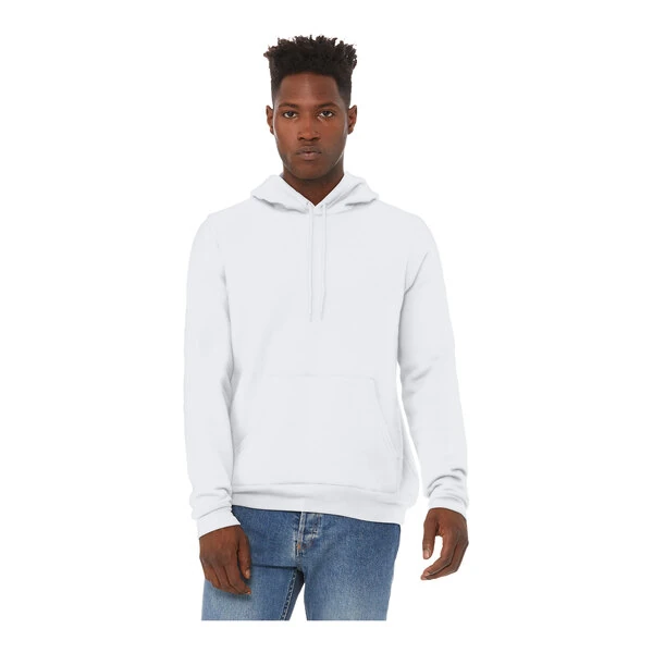 Bella + Canvas BC3719 Unisex Customizable White Sponge Fleece Pullover Hoodie Sweatshirt - Combed Ring-Spun Cotton / Poly Blend - 2X