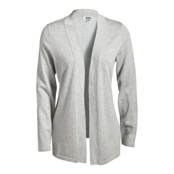 Edwards 7056 Women's Customizable Gray Heather Shirttail Cardigan - Cotton / Acrylic / Nylon Blend - 2X