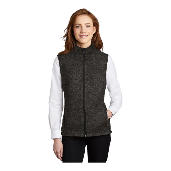 Port Authority L236 Women's Customizable Black Heather Fleece Sweater Vest - 2X