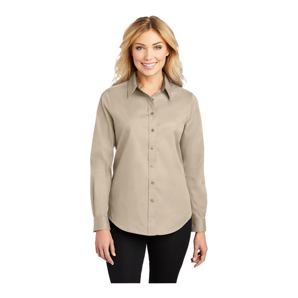 Port Authority L608 Women's Customizable Stone Long Sleeve Wrinkle-Resistant Easy-Care Dress Shirt - 2X