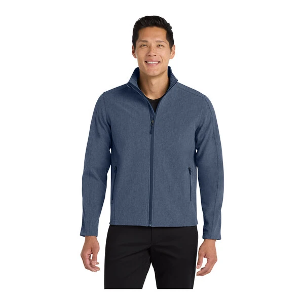Port Authority J317 Unisex Customizable Navy Heather Core Soft Shell Jacket - 3X