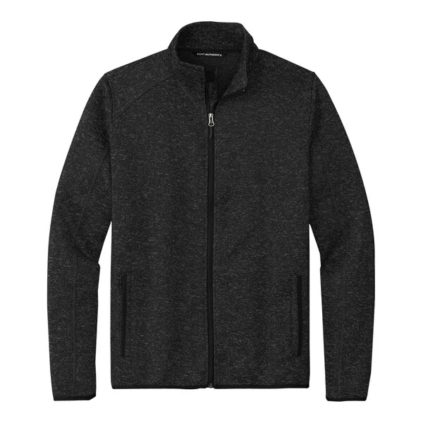 Port Authority F232 Unisex Customizable Black Heather Fleece Sweater Jacket - Extra Large