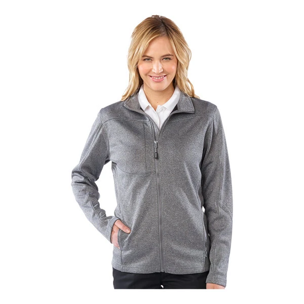 Edwards 6440 Women's Customizable Gray Heather / Black Performance Tek Full-Zip Sweater / Jacket - Fleece - Small