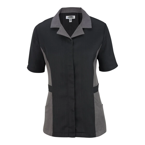 Edwards 7890 Women's Customizable Black Premier Moisture-Wicking Housekeeping Tunic with Soil Release - Polyester - Large