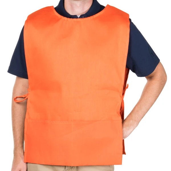Intedge Orange Adjustable Poly-Cotton Cobbler Apron with 2 Pockets - 29" x 17.5"