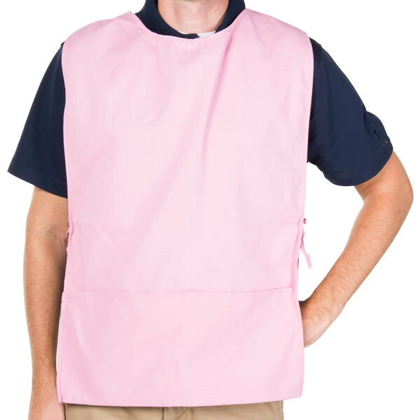 Intedge Pink Adjustable Poly-Cotton Cobbler Apron with 2 Pockets - 29" x 17.5"