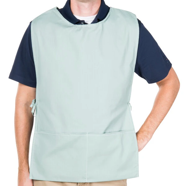 Intedge Sea Green Adjustable Poly-Cotton Cobbler Apron with 2 Pockets - 29" x 17.5"